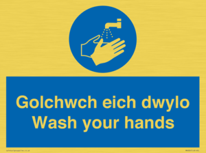 golchwch eich dwylo / wash your hands - safety sign